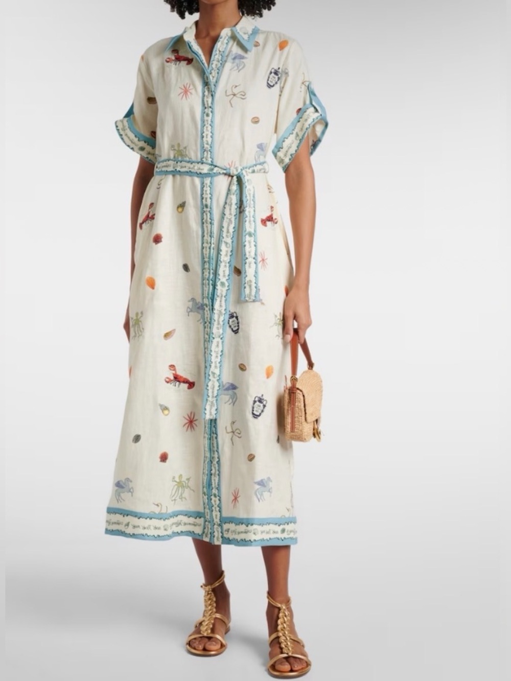 Alemais Sandy embroidered linen shirt dress
